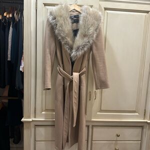 Zara , midi coat , size small , with detached fur